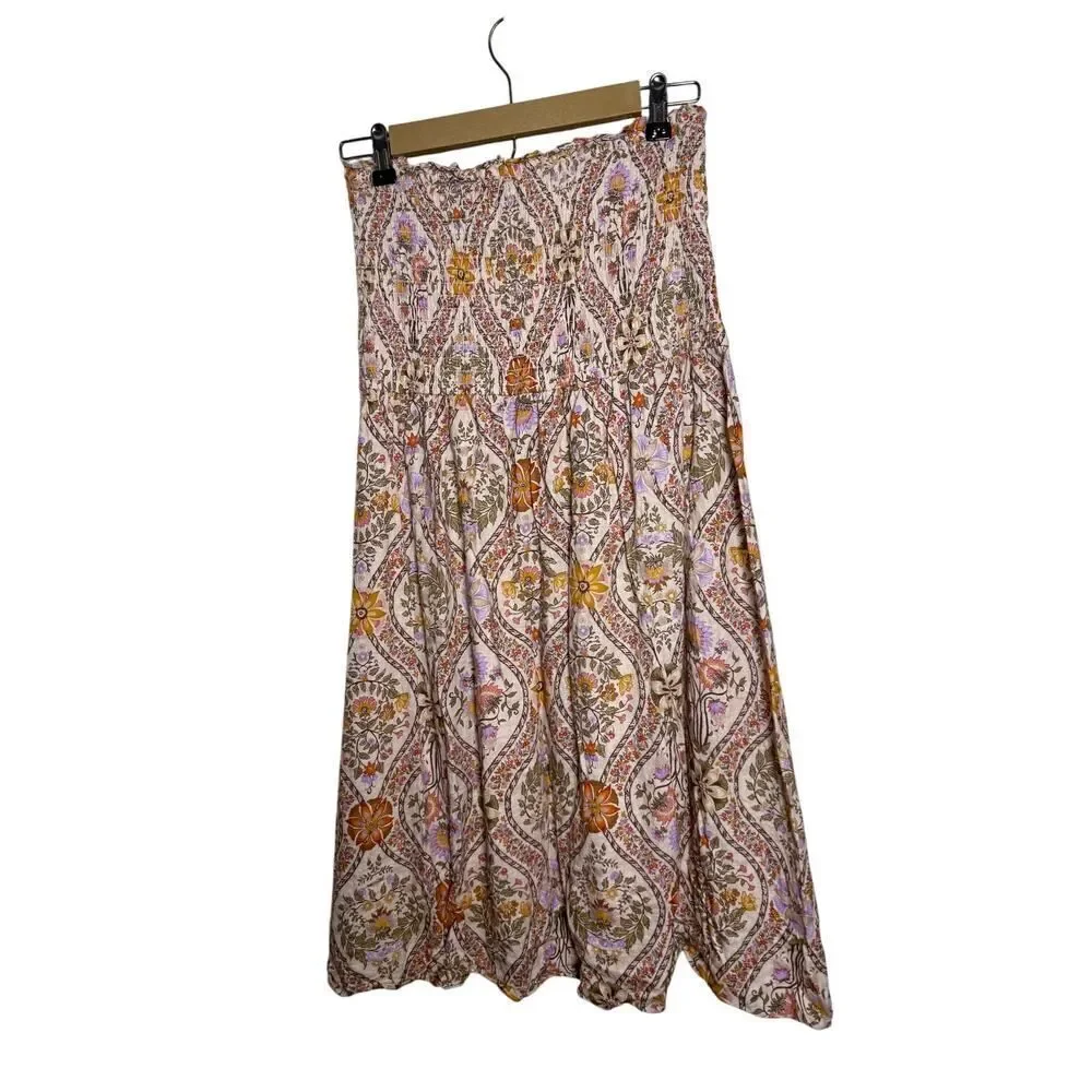 DEREK LAM 10 CROSBY Madani Linen Blend Smocked Skirt Sz. 8